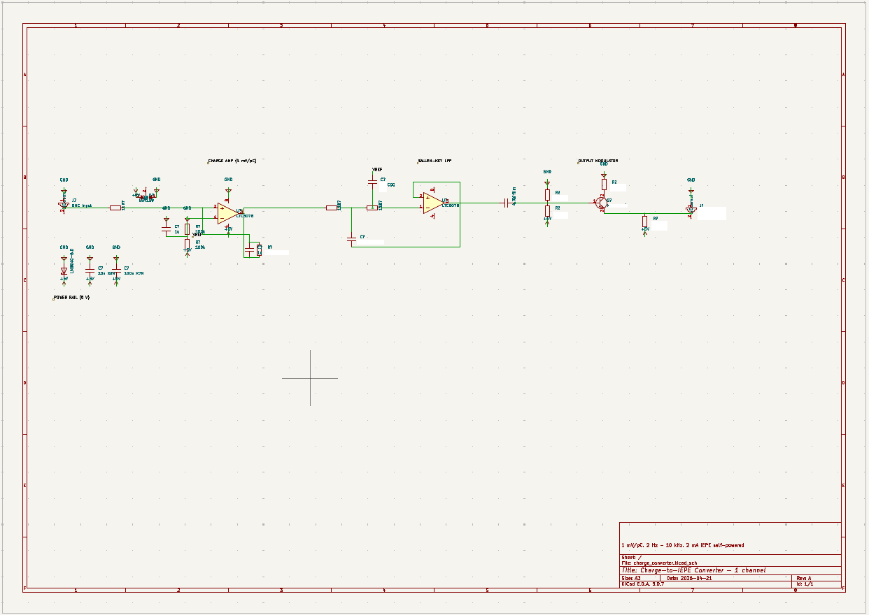 Super Low Current Noise IEPE Converter schematic